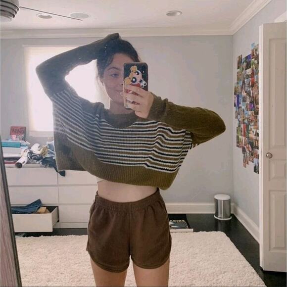 Urban Outfitters Green White Striped Oversized Preppy Streetwear Sweater Size S - Picture 4 of 12